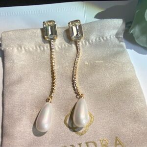 Kendra Scott Gold and White Drop Earrings